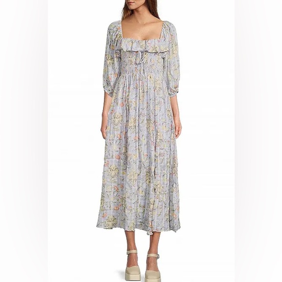NWT Small Free People - Oasis Printed Midi Lavender Combo Women’s Dress S NEW - Picture 12 of 12